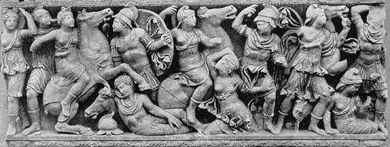 Amazons on Roman sarcophagus