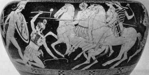 Theseus fights against Andromache