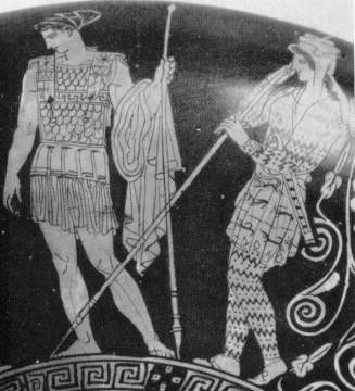 arming scene of two Amazons