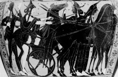 harnessing of the chariot by Amazons
