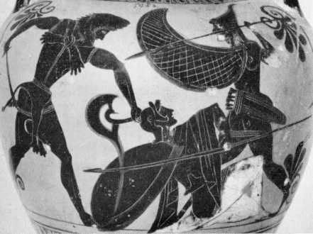 Heracles fighting against two Amazons