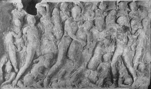 Penthesileia und Achilleus auf Sarkophag-Außenseite