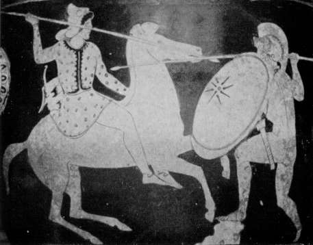 mounted Amazon attacks one Greek