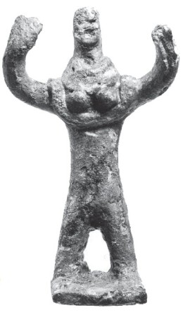 female statuette with raised arms from the collective burial of Ergeta, Colchis